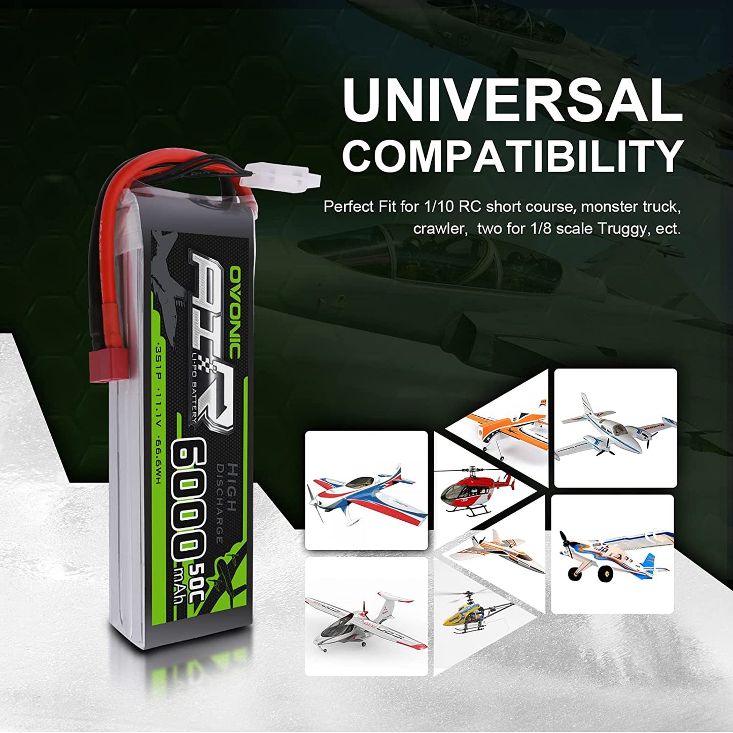 Baterie Lipo 11.1 V, 6000 mAh, acumulator reincarcabil cu mufa Deans T, rata de descarcare 50C, pentru FPV UAV RC, quadcopter
