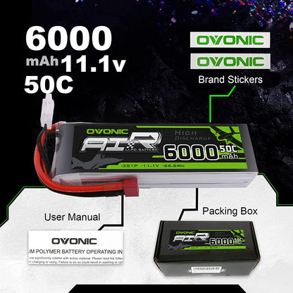 Baterie Lipo 11.1 V, 6000 mAh, acumulator reincarcabil cu mufa Deans T, rata de descarcare 50C, pentru FPV UAV RC, quadcopter