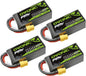 Set de 4 acumulatori Lipo 4S, 14.8 V, 1300 mAh, cu conector XT60, pentru FPV UAV RC, masina, avion, drona