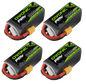 Set de 4 acumulatori Lipo 6S 22.2 V, 1300 mAh cu conector XT60, rata de descarcare 100C, pentru FPV RC masina, avion, drona