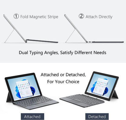Tastatura Bluetooth compatibila cu Surface Go 3 2021/Surface Go 2 2020/Surface Go 2018, wireless, cu acumulator incorporat, gri