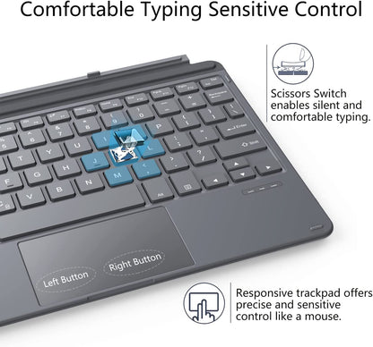 Tastatura Bluetooth compatibila cu Surface Go 3 2021/Surface Go 2 2020/Surface Go 2018, wireless, cu acumulator incorporat, gri