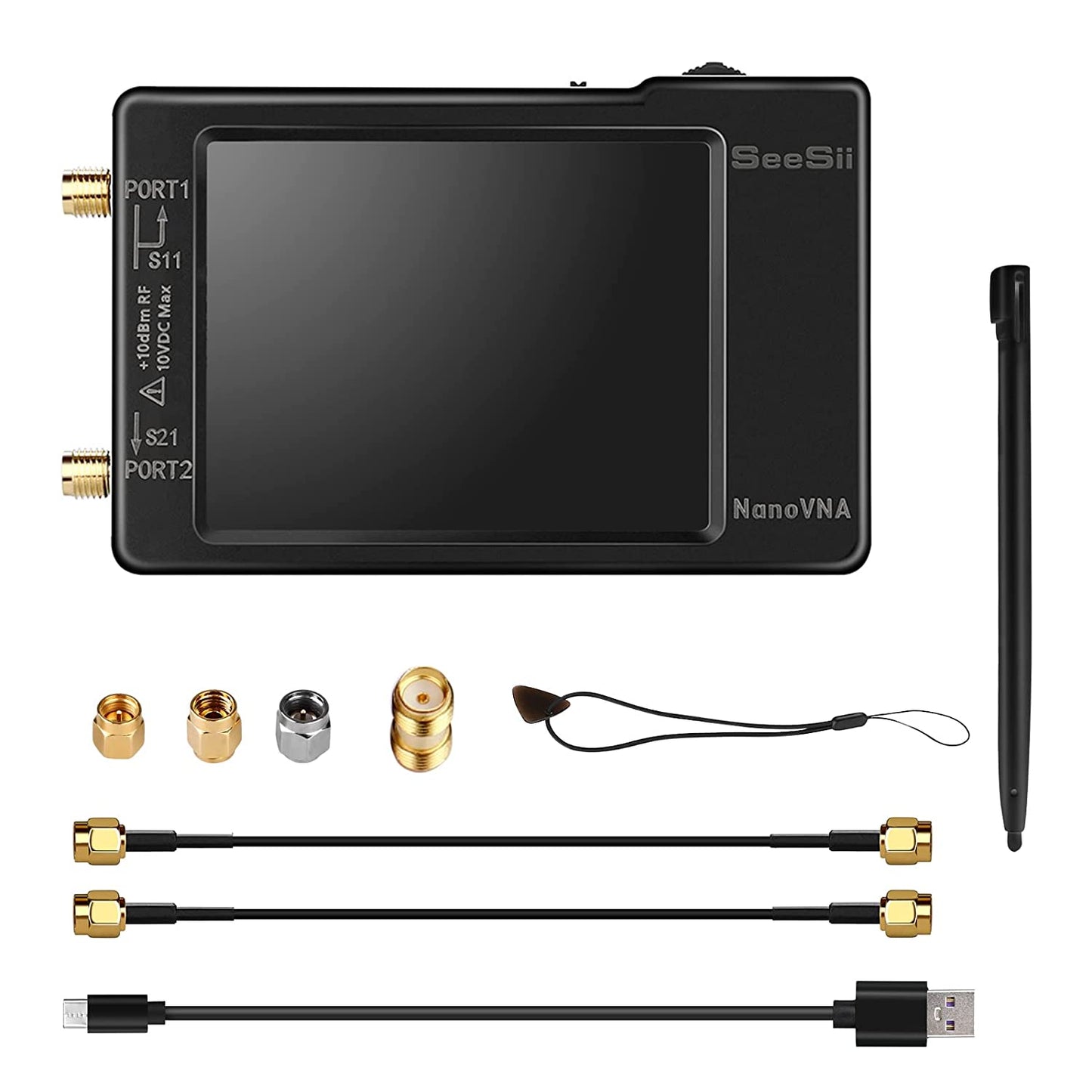 Analizor de retea antena, banda 10KHz-1.5GHz, antene MF/HF/VHF/UHF, cu touchscreen de 2.8 inch, USB C, slot card, NanoVNA-H