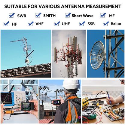 Analizor de retea antena, banda 10KHz-1.5GHz, antene MF/HF/VHF/UHF, cu touchscreen de 2.8 inch, USB C, slot card, NanoVNA-H