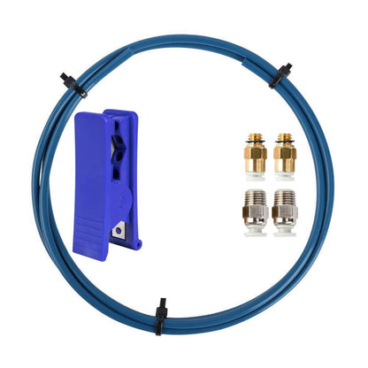 Tub teflon de 1m, pentru filament 1.75 mm de imprimanta 3D, furtun PTFE cu fitinguri pneumatice 2 x PC4-M6 si 2 x PC4-M10 si taietor de tub, pentru Ender 3/3 Pro/5/CR-10/10S