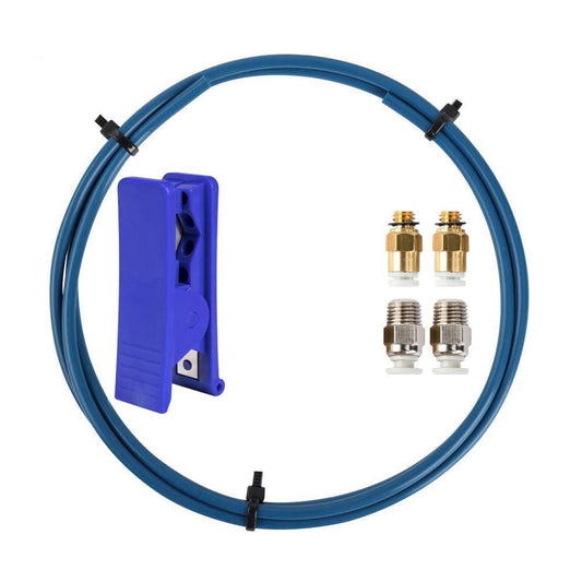 Tub teflon de 1m, pentru filament 1.75 mm de imprimanta 3D, furtun PTFE cu fitinguri pneumatice 2 x PC4-M6 si 2 x PC4-M10 si taietor de tub, pentru Ender 3/3 Pro/5/CR-10/10S