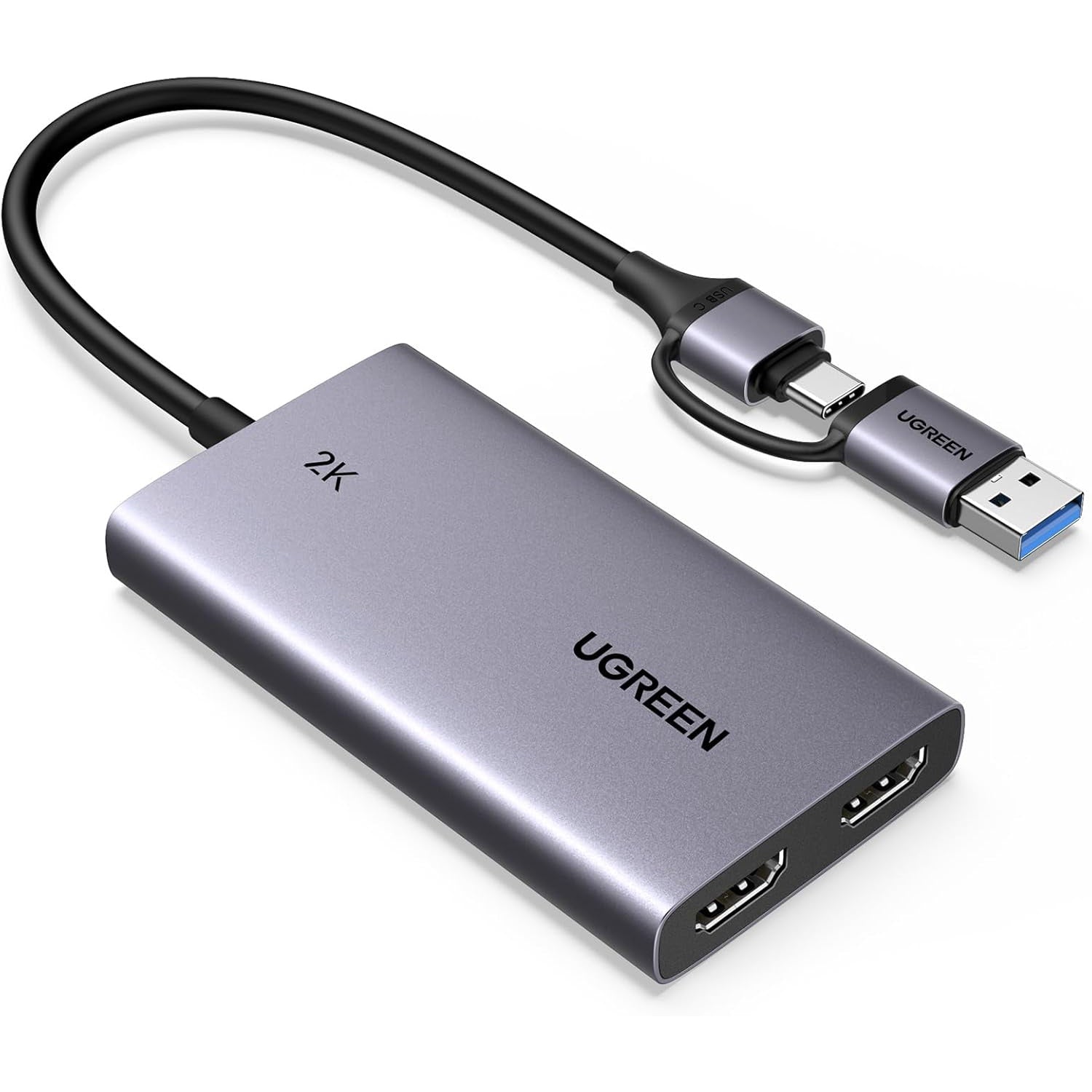 Placa de captura video HDMI la USB-C/USB-A, 4K loop-out, inregistrare 2K 30Hz, Plug & Play, streaming live, compatibil smartphone, consola, camera DSLR, laptop, PC Windows, macOS, Linux