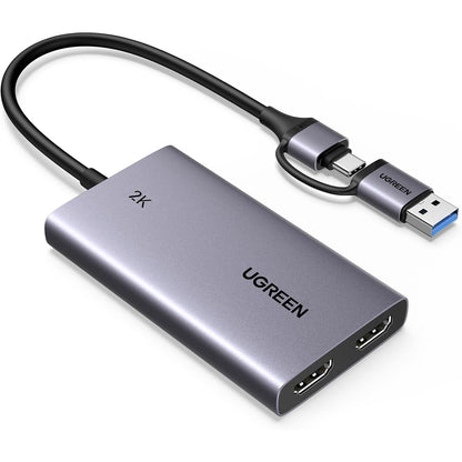 Placa de captura video HDMI la USB-C/USB-A, 4K loop-out, inregistrare 2K 30Hz, Plug & Play, streaming live, compatibil smartphone, consola, camera DSLR, laptop, PC Windows, macOS, Linux