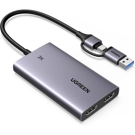 Placa de captura video HDMI la USB-C/USB-A, 4K loop-out, inregistrare 2K 30Hz, Plug & Play, streaming live, compatibil smartphone, consola, camera DSLR, laptop, PC Windows, macOS, Linux
