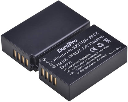 Set 2 acumulatori EN-EL20 si incarcatori cu display LCD, 1200 mAh, 7.4 V, compatibili cu Nikon EN-EL20, EN-EL20a; Nikon 1 J1, Nikon 1 J2, Nikon 1 J3, Nikon 1 S1, Nikon 1 V3, Nikon Coolpix A, Nikon 1 AW1