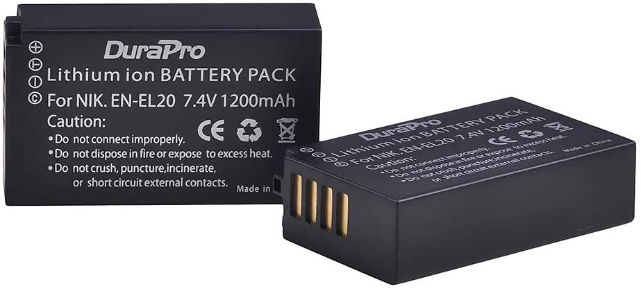 Set 2 acumulatori EN-EL20 si incarcatori cu display LCD, 1200 mAh, 7.4 V, compatibili cu Nikon EN-EL20, EN-EL20a; Nikon 1 J1, Nikon 1 J2, Nikon 1 J3, Nikon 1 S1, Nikon 1 V3, Nikon Coolpix A, Nikon 1 AW1