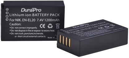 Set 2 acumulatori EN-EL20 si incarcatori cu display LCD, 1200 mAh, 7.4 V, compatibili cu Nikon EN-EL20, EN-EL20a; Nikon 1 J1, Nikon 1 J2, Nikon 1 J3, Nikon 1 S1, Nikon 1 V3, Nikon Coolpix A, Nikon 1 AW1