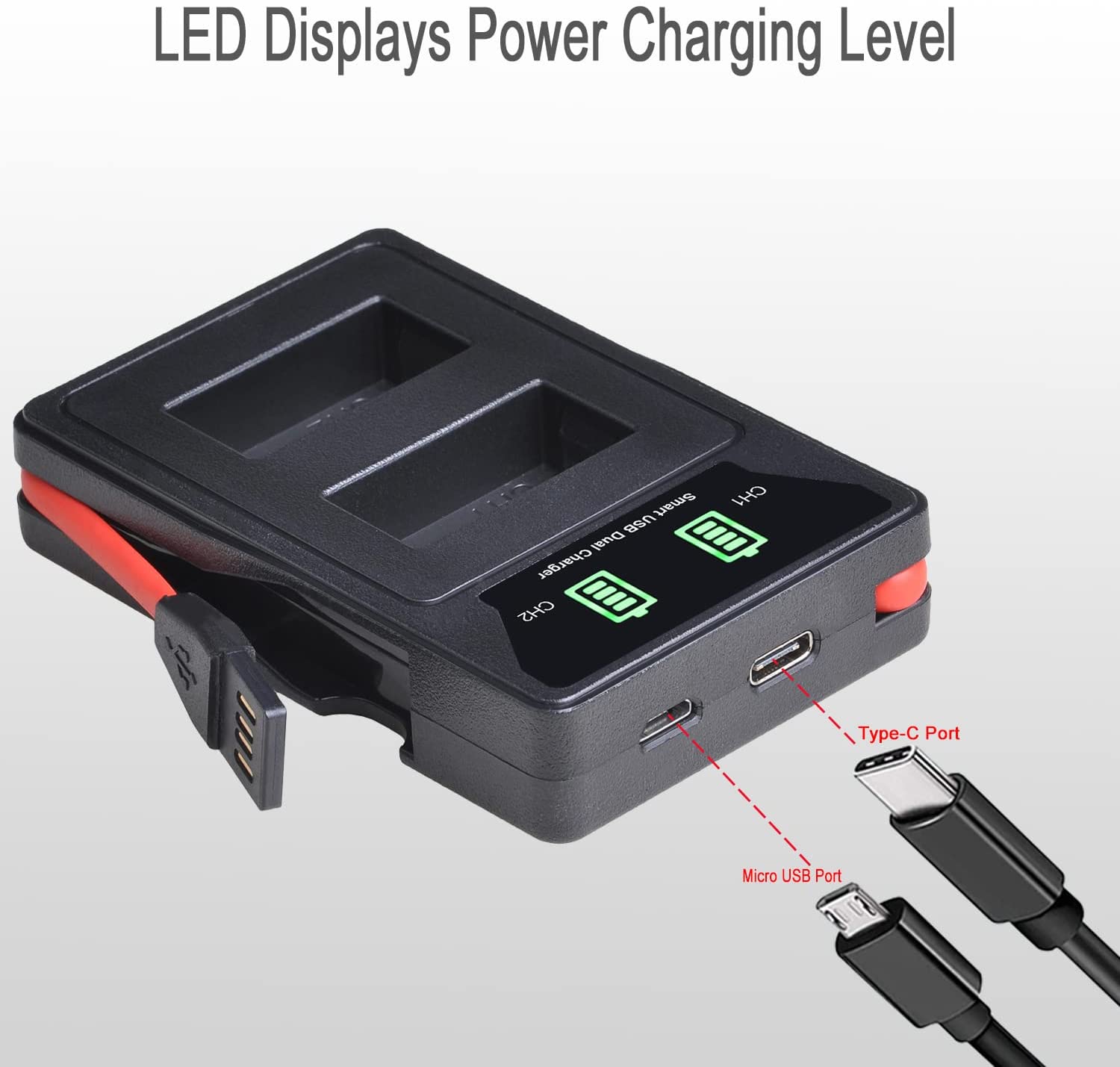 Set 2 acumulatori EN-EL20 si incarcatori cu display LCD, 1200 mAh, 7.4 V, compatibili cu Nikon EN-EL20, EN-EL20a; Nikon 1 J1, Nikon 1 J2, Nikon 1 J3, Nikon 1 S1, Nikon 1 V3, Nikon Coolpix A, Nikon 1 AW1