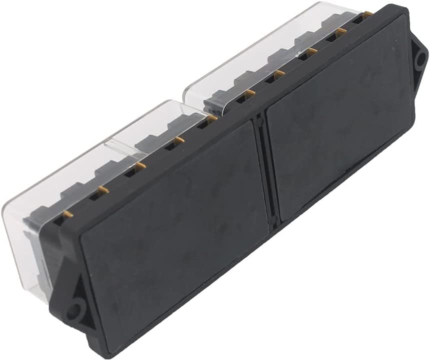 Set panou sigurante auto cu 10 iesiri, 12-32V, cu 10 sigurante auto intre 3A si 40A, cu 18 conectori auto si capac de protectie, pentru masina, rulota, barca, autoutilitara