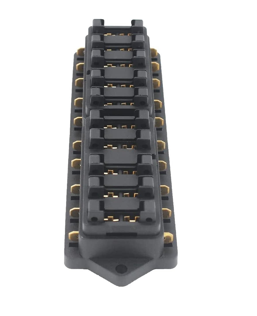 Set panou sigurante auto cu 10 iesiri, 12-32V, cu 10 sigurante auto intre 3A si 40A, cu 18 conectori auto si capac de protectie, pentru masina, rulota, barca, autoutilitara