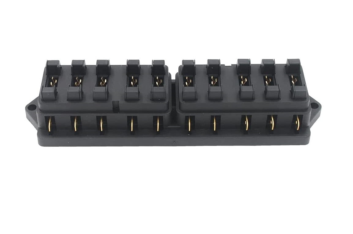 Set panou sigurante auto cu 10 iesiri, 12-32V, cu 10 sigurante auto intre 3A si 40A, cu 18 conectori auto si capac de protectie, pentru masina, rulota, barca, autoutilitara