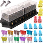 Set panou sigurante auto cu 8 iesiri, 12-32V, de la 1 la 40A, cu 10 sigurante intre 3 si 40A, cu 16 conectori auto si capac de protectie, pentru masina, barca, rulota, autoutilitara