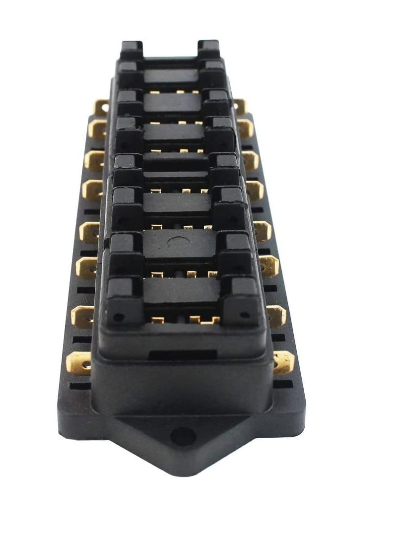 Set panou sigurante auto cu 8 iesiri, 12-32V, de la 1 la 40A, cu 10 sigurante intre 3 si 40A, cu 16 conectori auto si capac de protectie, pentru masina, barca, rulota, autoutilitara
