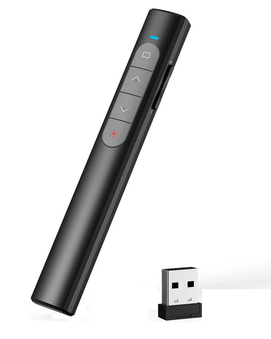 Laser de prezentare wireless, indicator cu USB 2,4 GHz, pointer cu butoane de control pagina si volum, 200 m, pentru prezentare, predare, birou, conferinta