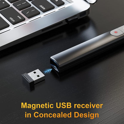 Laser de prezentare wireless, indicator cu USB 2,4 GHz, pointer cu butoane de control pagina si volum, 200 m, pentru prezentare, predare, birou, conferinta