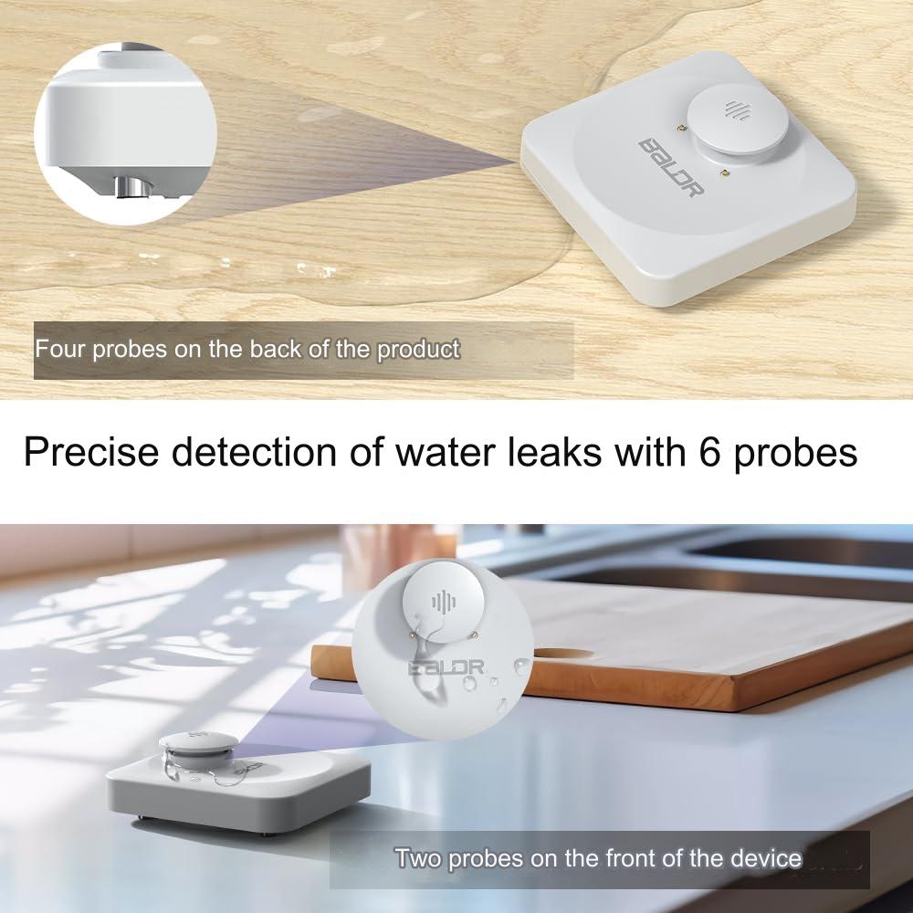Senzor de inundatie, detector apa WiFi smart cu 3 senzori, alerta prin aplicatie si sonora cu volum pana la 100 dB, impermeabil IP66, universal