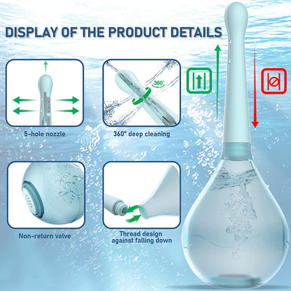Irigator intim pentru pentru dus anal si vaginal, 150 ml, sistem anti-reflux, cap cu 5 duze, design ergonomic, pentru igiena intima