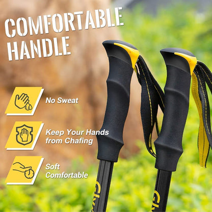 Set 2 bete de trekking pliabile, ajustabile 110 cm - 130 cm, din aliaj de aluminiu, cu maner din spuma, husa de depozitare si transport, cu accesorii