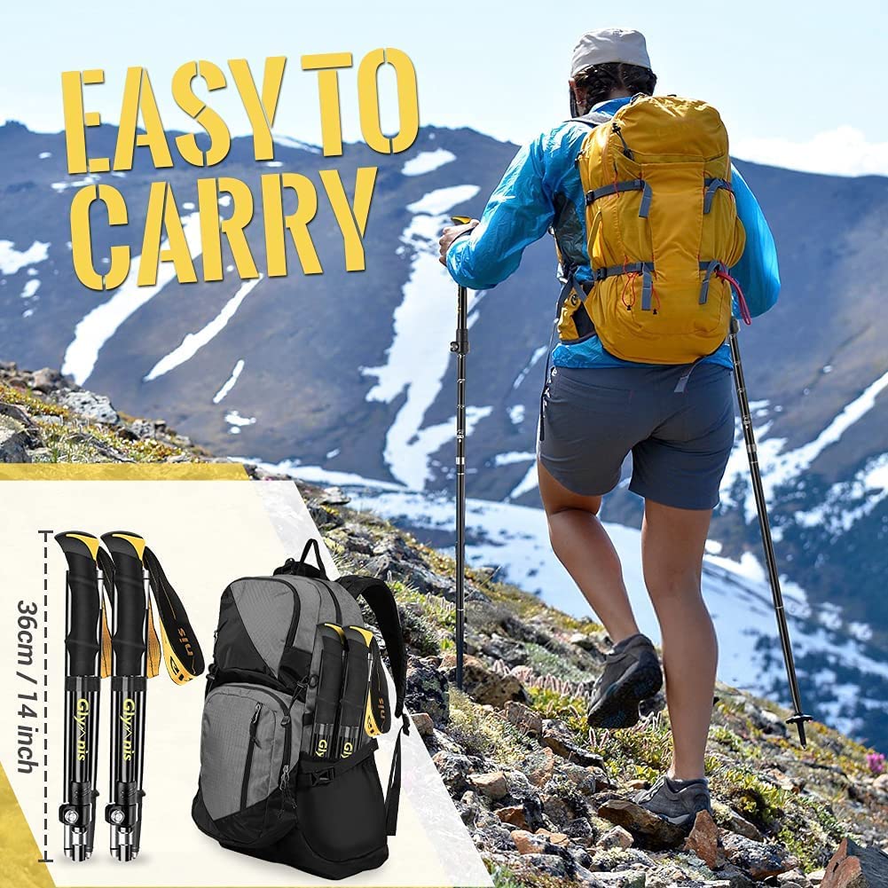 Set 2 bete de trekking pliabile, ajustabile 110 cm - 130 cm, din aliaj de aluminiu, cu maner din spuma, husa de depozitare si transport, cu accesorii