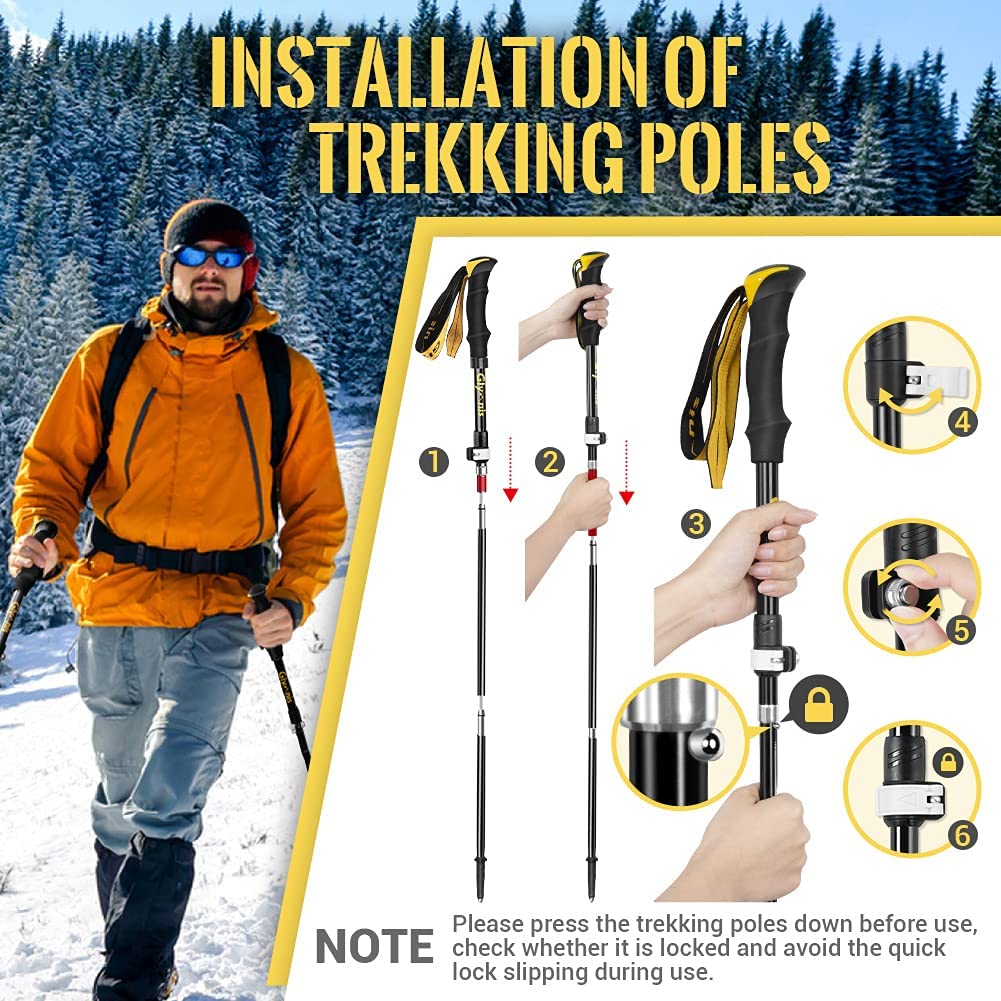 Set 2 bete de trekking pliabile, ajustabile 110 cm - 130 cm, din aliaj de aluminiu, cu maner din spuma, husa de depozitare si transport, cu accesorii
