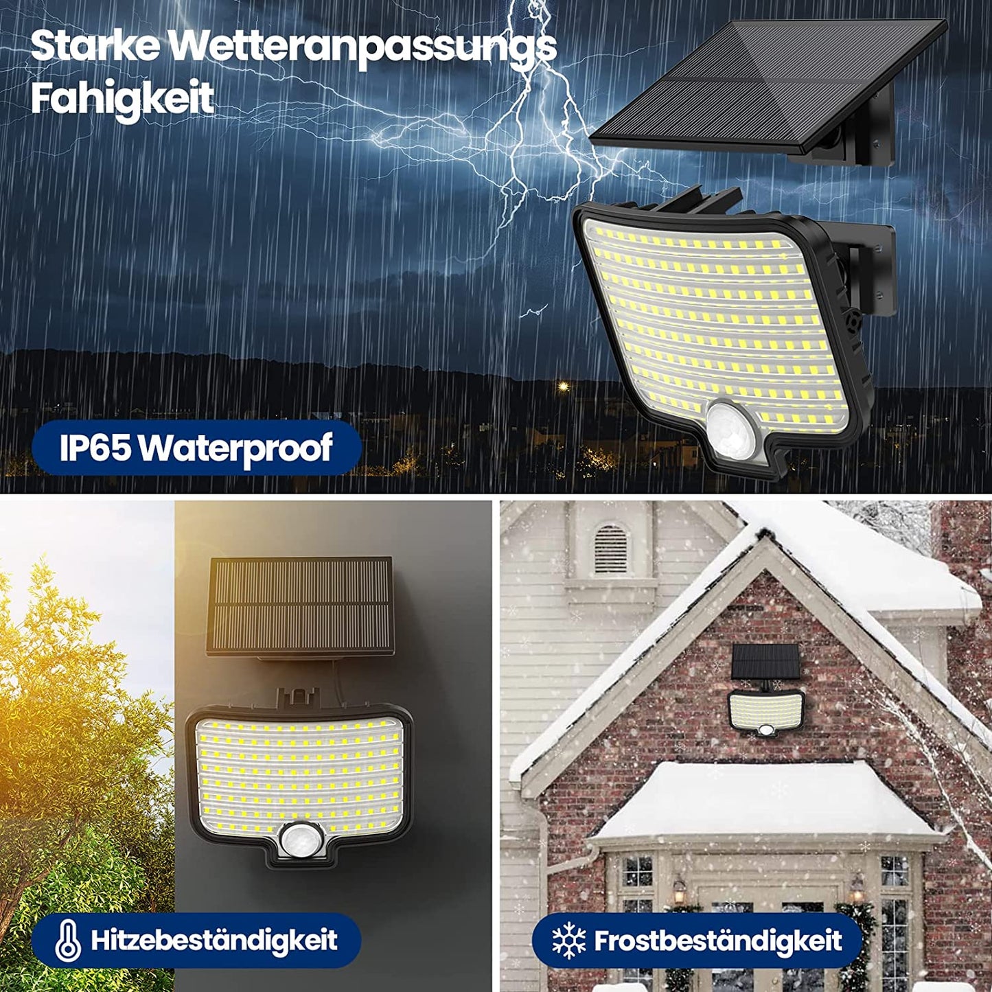 Lampa solara LED cu senzor de miscare si panou solar, 7500 K, impermeabila IP65, 3 moduri iluminare, pentru exterior, iluminare 120°, 120 LED-uri