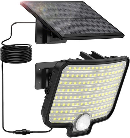 Lampa solara LED cu senzor de miscare si panou solar, 7500 K, impermeabila IP65, 3 moduri iluminare, pentru exterior, iluminare 120°, 120 LED-uri