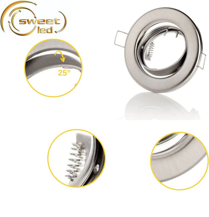 Set 2 rama spot cu dulie ceramica GU10, orientabil, model incastrat, IP 20, crom periat, SweetLed SW-RC01