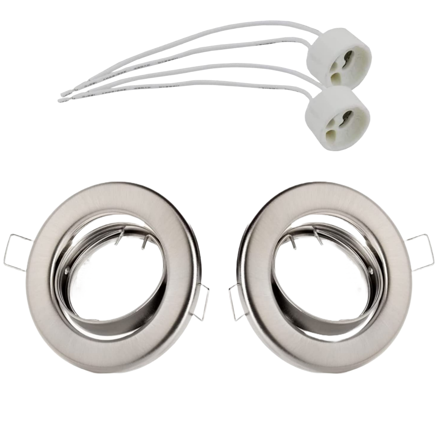 Set 2 rama spot cu dulie ceramica GU10, orientabil, model incastrat, IP 20, crom periat, SweetLed SW-RC01