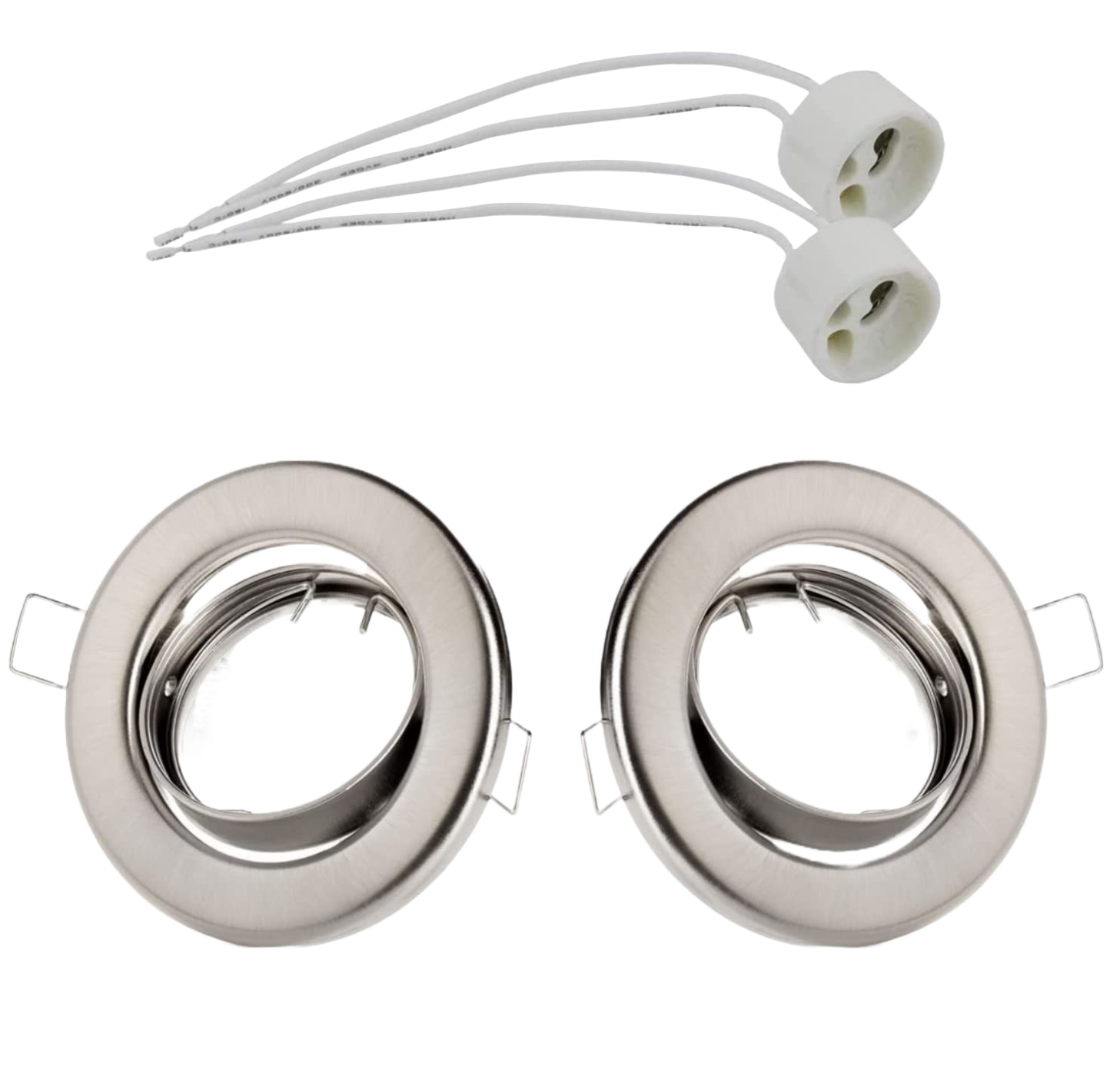 Set 2 rama spot cu dulie ceramica GU10, orientabil, model incastrat, IP 20, crom periat, SweetLed SW-RC01