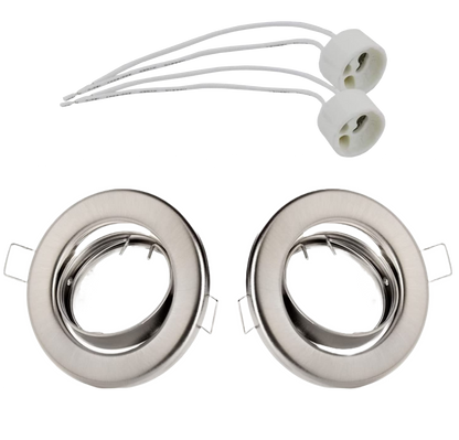 Set 2 rama spot cu dulie ceramica GU10, orientabil, model incastrat, IP 20, crom periat, SweetLed SW-RC01