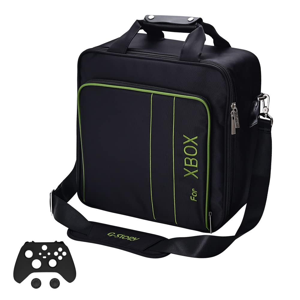 Geanta pentru Xbox Series X/S, cu skin controller, pentru consola si accesorii, cu maner si curea de umar, impermeabila, design ergonomic, neagra