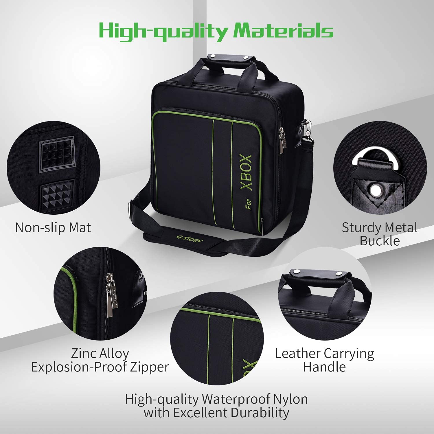 Geanta pentru Xbox Series X/S, cu skin controller, pentru consola si accesorii, cu maner si curea de umar, impermeabila, design ergonomic, neagra