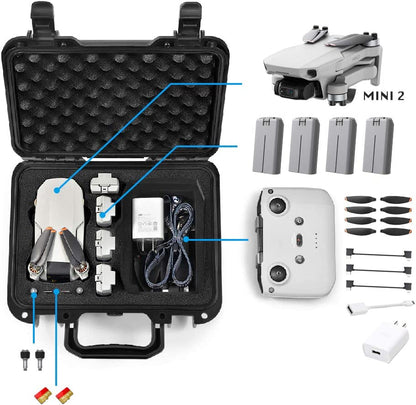 Geanta de depozitare si transport pentru drona DJI Mini 2 si acesorii Mavic Mini 2, cu exterior dur din PP si interior din burete elastic, neagra