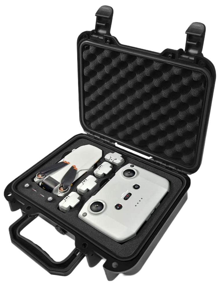 Geanta de depozitare si transport pentru drona DJI Mini 2 si acesorii Mavic Mini 2, cu exterior dur din PP si interior din burete elastic, neagra
