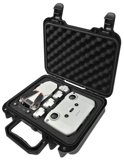 Geanta de depozitare si transport pentru drona DJI Mini 2 si acesorii Mavic Mini 2, cu exterior dur din PP si interior din burete elastic, neagra