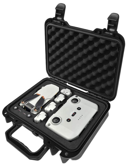 Geanta de depozitare si transport pentru drona DJI Mini 2 si acesorii Mavic Mini 2, cu exterior dur din PP si interior din burete elastic, neagra