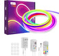Banda LED neon RGBIC de 3m, cu sincronizare muzicala, telecomanda si aplicatie, 16 milioane culori personalizabile, dimabila, compatibil Alexa si Google Assistant