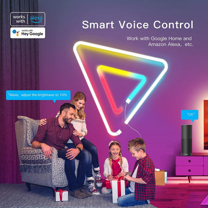 Banda LED neon RGBIC de 3m, cu telecomanda si control prin aplicatie, sincronizare muzicala, flexibila, 16 milioane de culori, 100 de scene, compatibil Alexa si Google Assistant