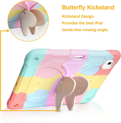 Husa compatibila cu iPad Air 5/4, 2020/2022 10.9 inch, iPad Pro 11, cu suport pix, stil fluture rezistenta la socuri, robusta, cu stand pliabil, multicolor