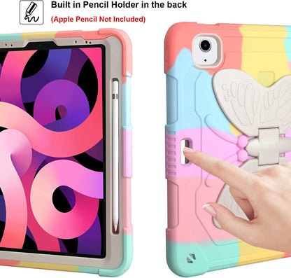 Husa compatibila cu iPad Air 5/4, 2020/2022 10.9 inch, iPad Pro 11, cu suport pix, stil fluture rezistenta la socuri, robusta, cu stand pliabil, multicolor