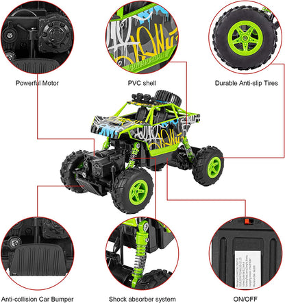 Set de 2 masina cu telecomanda si 6 acumulatori, 1:20, offroad, cu 2 telecomenzi 2,4 GHz, rezistente la impact, multicolore