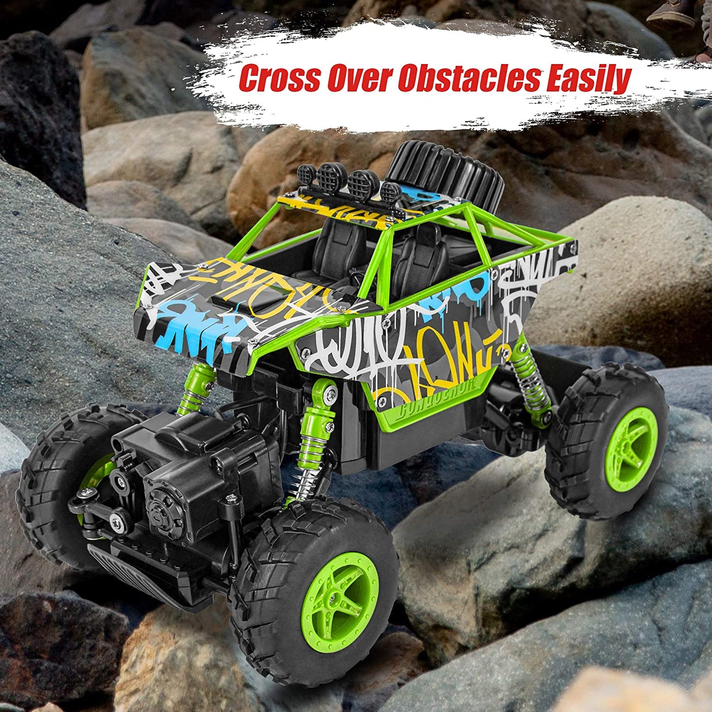 Set de 2 masina cu telecomanda si 6 acumulatori, 1:20, offroad, cu 2 telecomenzi 2,4 GHz, rezistente la impact, multicolore