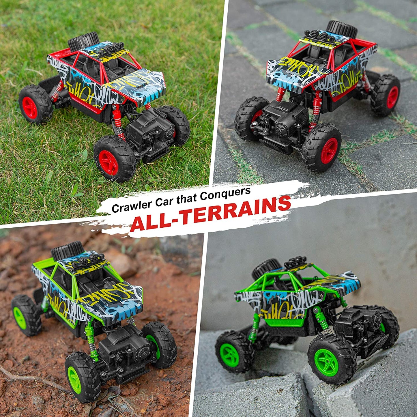 Set de 2 masina cu telecomanda si 6 acumulatori, 1:20, offroad, cu 2 telecomenzi 2,4 GHz, rezistente la impact, multicolore