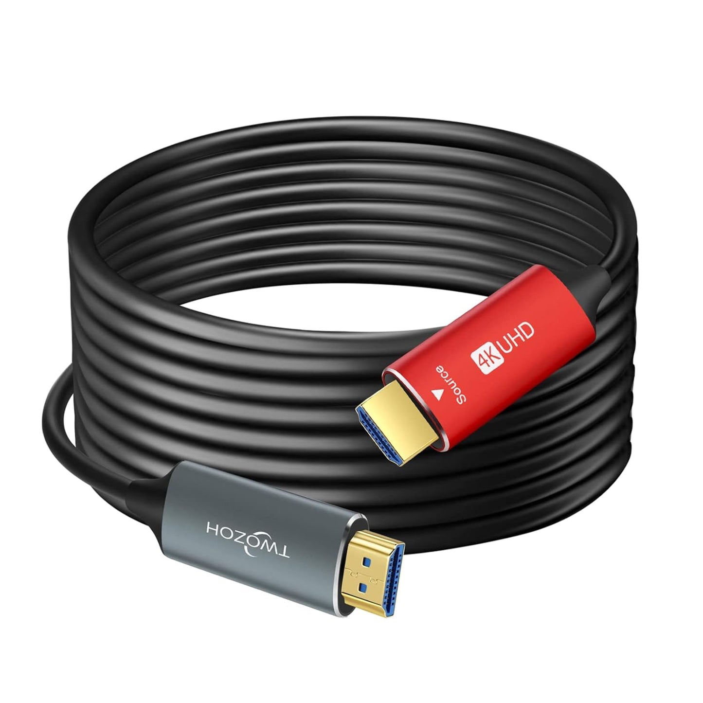 Cablu HDMI 2.0 de 50m, 4K/60Hz, 18Gbps, prin fibra optica, 3D UHD, Audio Return (ARC), 18Gbps, HDCP 2.2, unidirectional, conector placat cu aur, universal