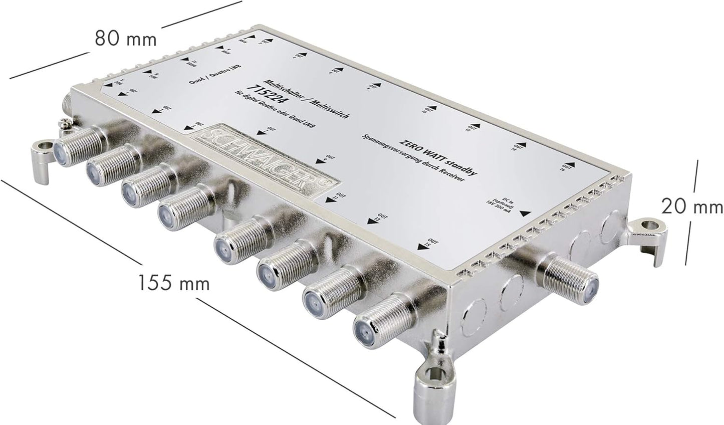 Multiswitch cu 5 intrari si 16 iesiri, 1 input Terrestic si 4 SAT, carcasa din aluminiu, 155 x 80 x 20 mm, sursa de alimentare inclusa